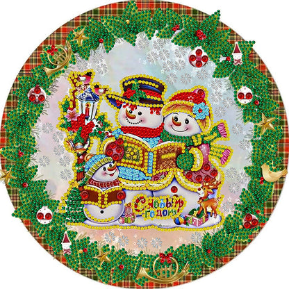 Christmas Wreath Snowman - Special Shaped Drill Diamond Painting  30*30CM