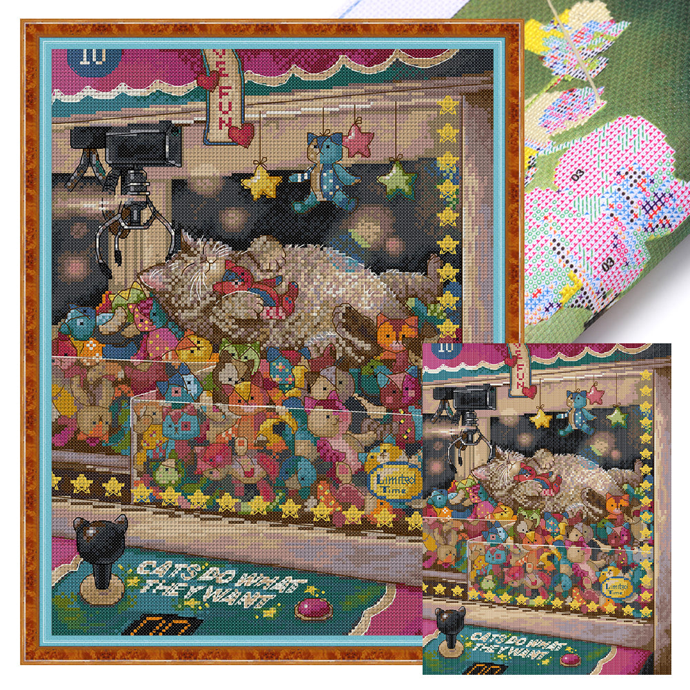 Cat'S Dreams Come True - 14CT Stamped Cross Stitch 33*43CM(Joy Sunday)