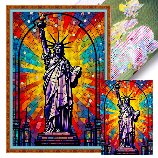 Glass Painting-Statue Of Liberty - 11CT Stamped Cross Stitch 50*70CM