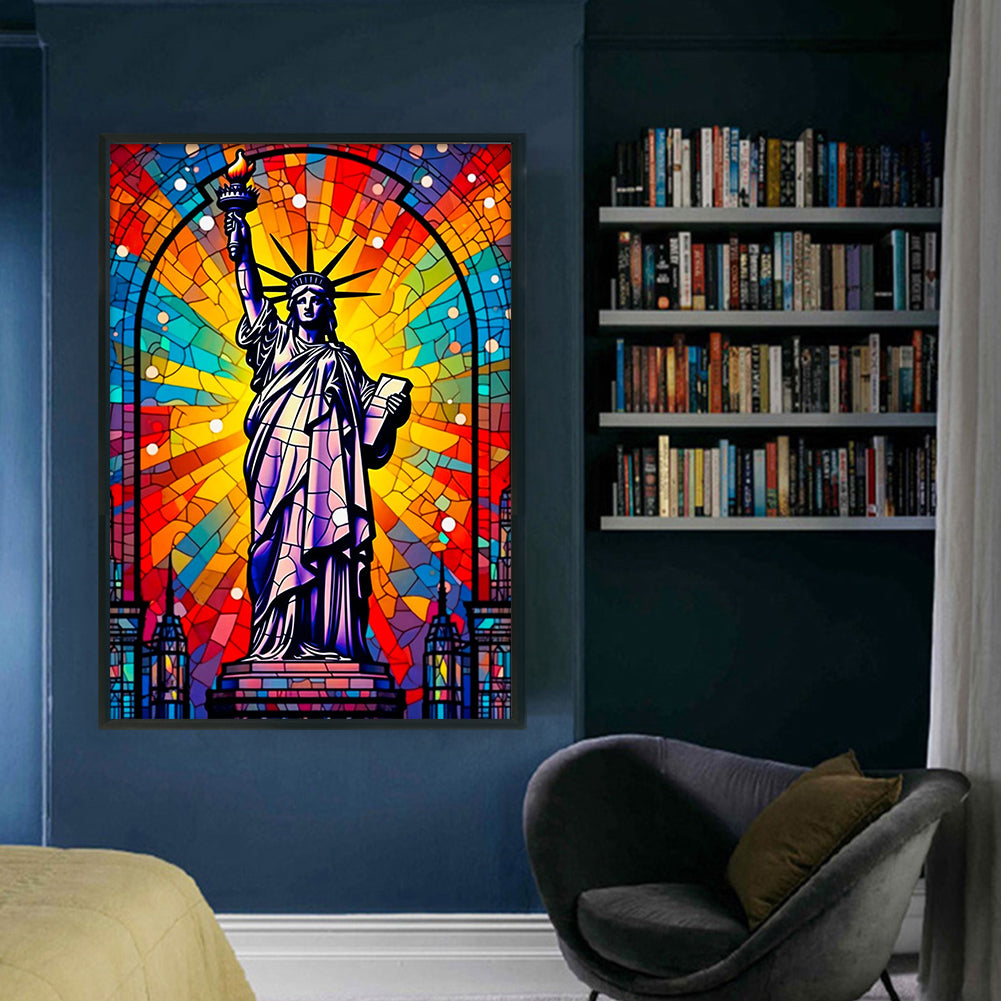 Glass Painting-Statue Of Liberty - 11CT Stamped Cross Stitch 50*70CM