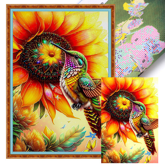 Hummingbird And Sunflower - 11CT Stamped Cross Stitch 35*55CM