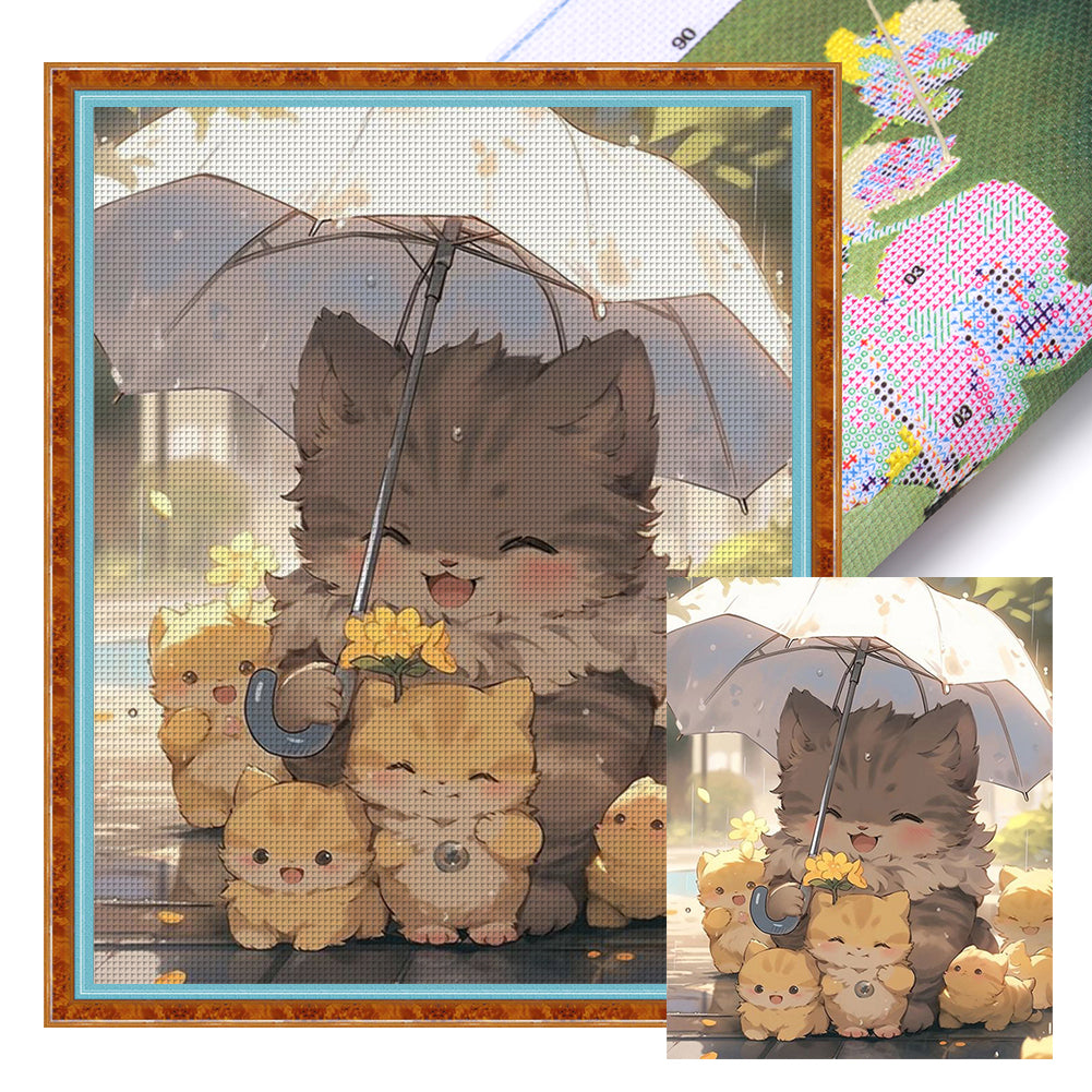 Cat - 11CT Stamped Cross Stitch 40*50CM