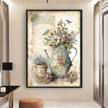 Retro Poster - Vase And Bird - 11CT Stamped Cross Stitch 40*60CM