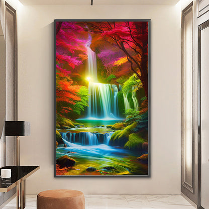 Colorful Landscape Waterfall - 11CT Stamped Cross Stitch 40*65CM