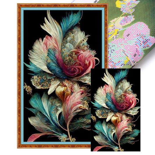 Feather Flowers - 11CT Stamped Cross Stitch 40*65CM