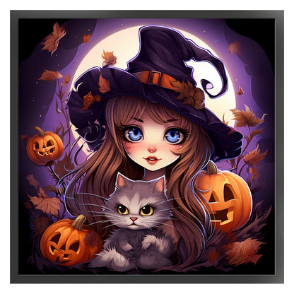 Pumpkin Little Witch - 11CT Stamped Cross Stitch 50*50CM