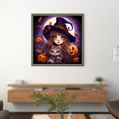 Pumpkin Little Witch - 11CT Stamped Cross Stitch 50*50CM