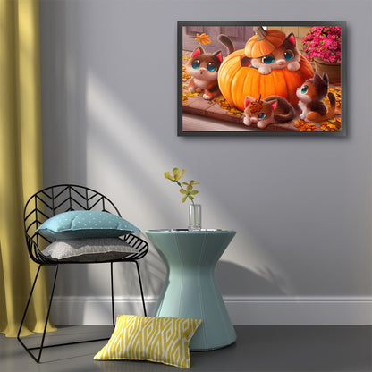 Pumpkin Kitten - 11CT Stamped Cross Stitch 55*40CM