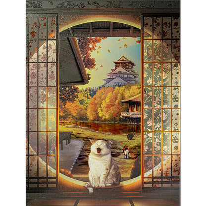 Cat In The Corridor - 11CT Stamped Cross Stitch 40*55CM