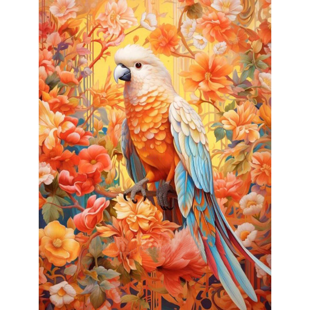 Flowers And Parrot - 11CT Stamped Cross Stitch 50*65CM