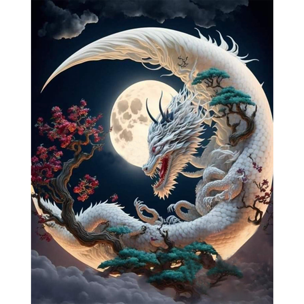 Moon Dragon - 11CT Stamped Cross Stitch 50*60CM