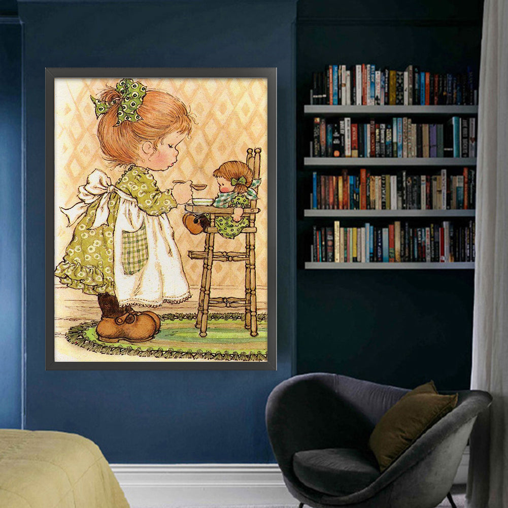 Little Girl Drawing - 11CT Stamped Cross Stitch 50*65CM