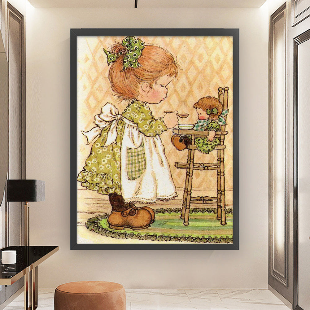 Little Girl Drawing - 11CT Stamped Cross Stitch 50*65CM