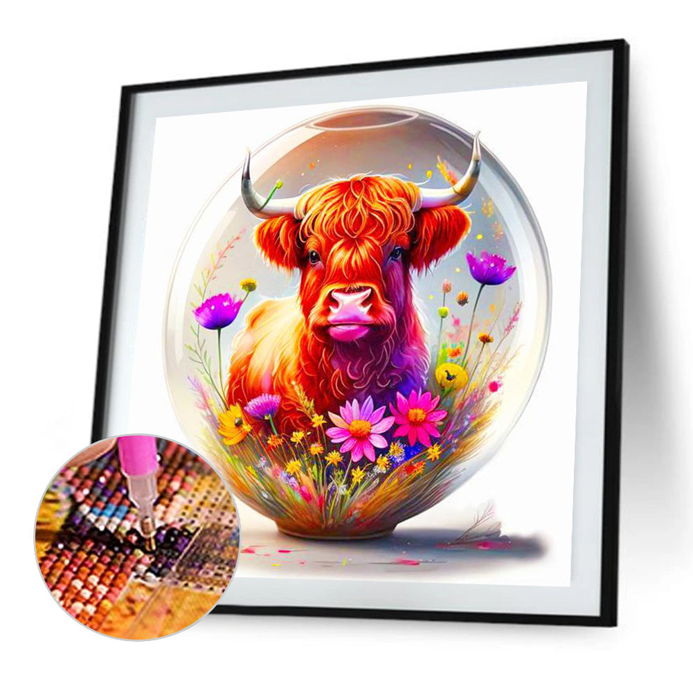 The Cow In The Flower Crystal - Full Round Drill Diamond Painting 40*40CM