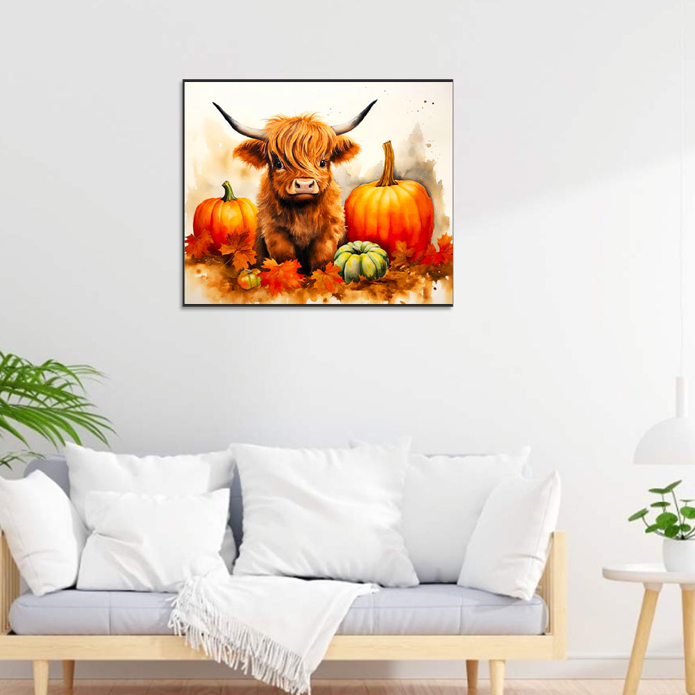 Cow And Pumpkin Patch - Full Round Drill Diamond Painting 60*50CM