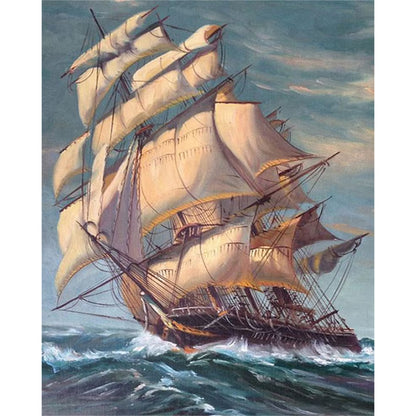 Sea Sailing Boat - Full Square Drill Diamond Painting 40*50CM