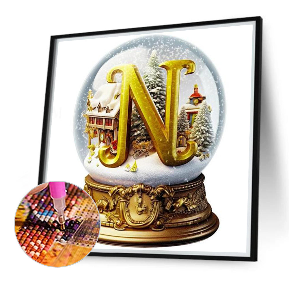 Christmas Alphabet Crystal Ball N - Full Round Drill Diamond Painting 40*40CM