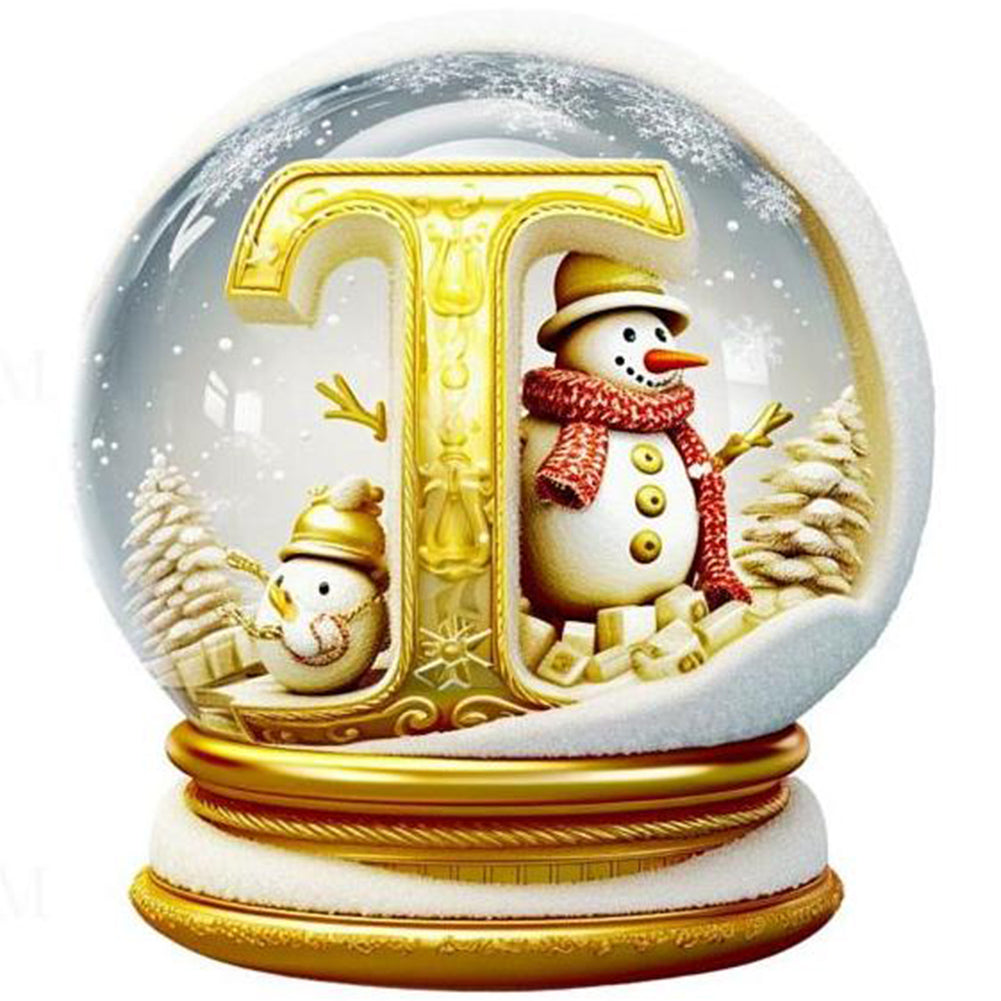 Christmas Alphabet Crystal Ball T - Full Round Drill Diamond Painting 40*40CM