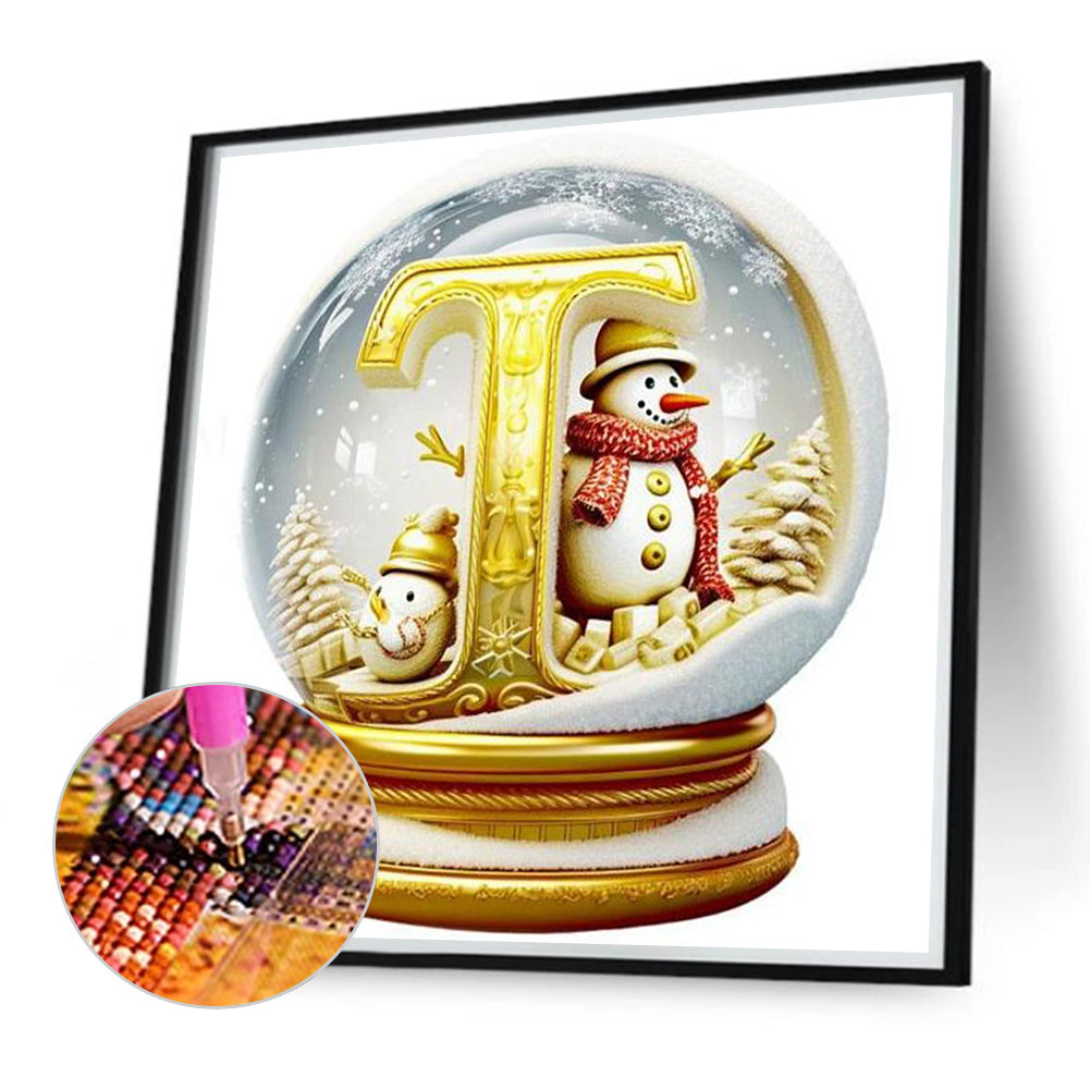 Christmas Alphabet Crystal Ball T - Full Round Drill Diamond Painting 40*40CM