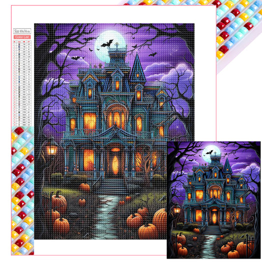 Halloween Haunted House - Full Square Drill Diamond Painting 40*50CM