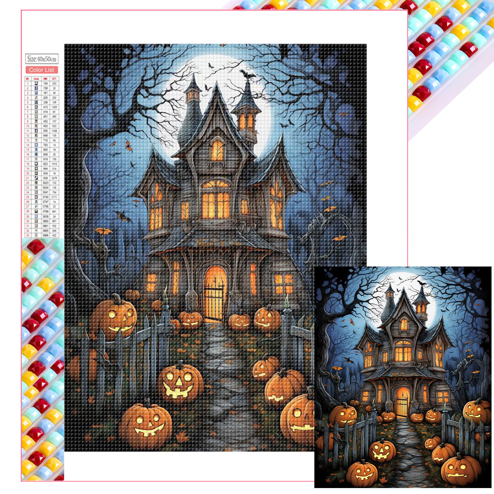 Halloween Haunted House - Full Square Drill Diamond Painting 40*50CM