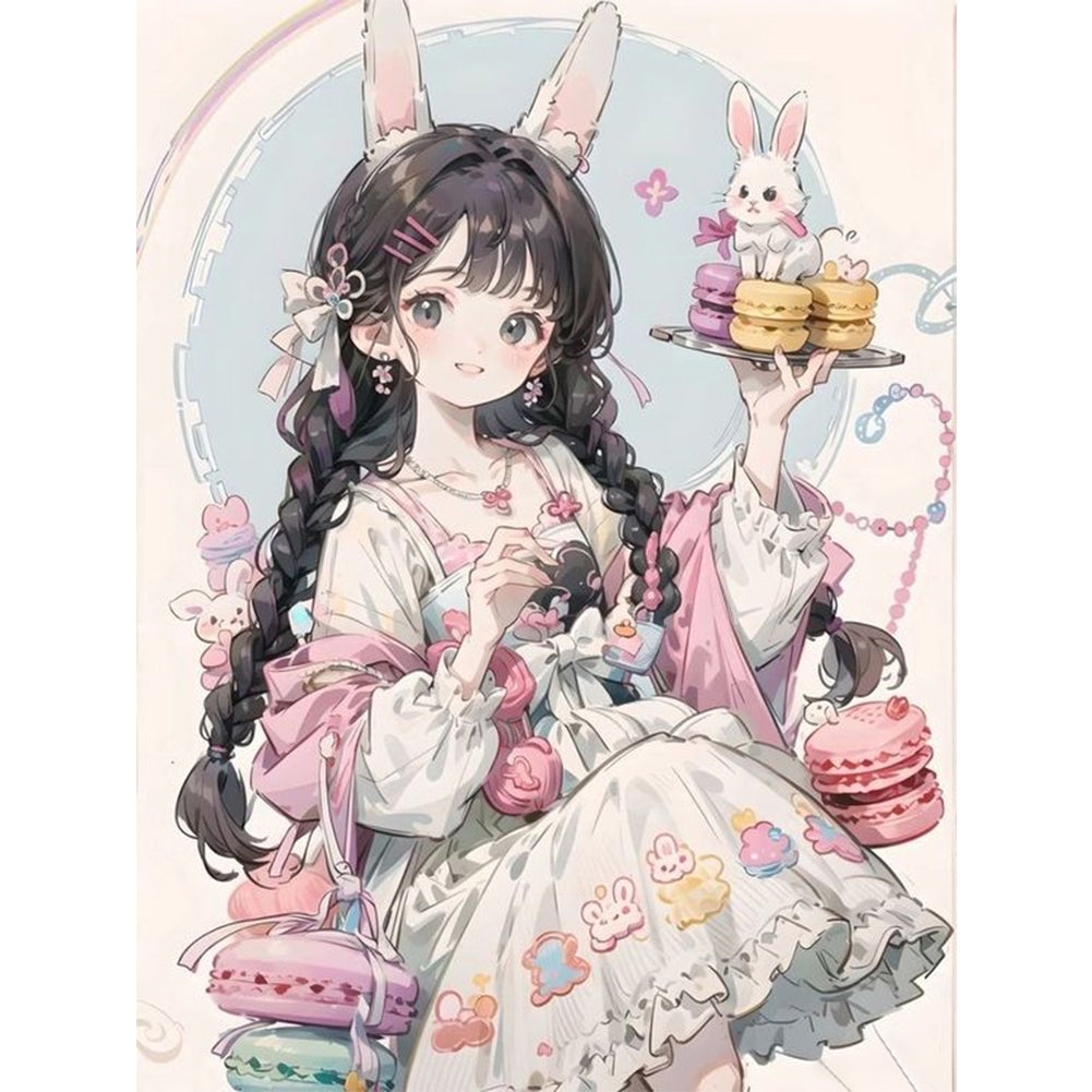 Cartoon Bunny Ears Girl - 11CT Stamped Cross Stitch 40*53CM