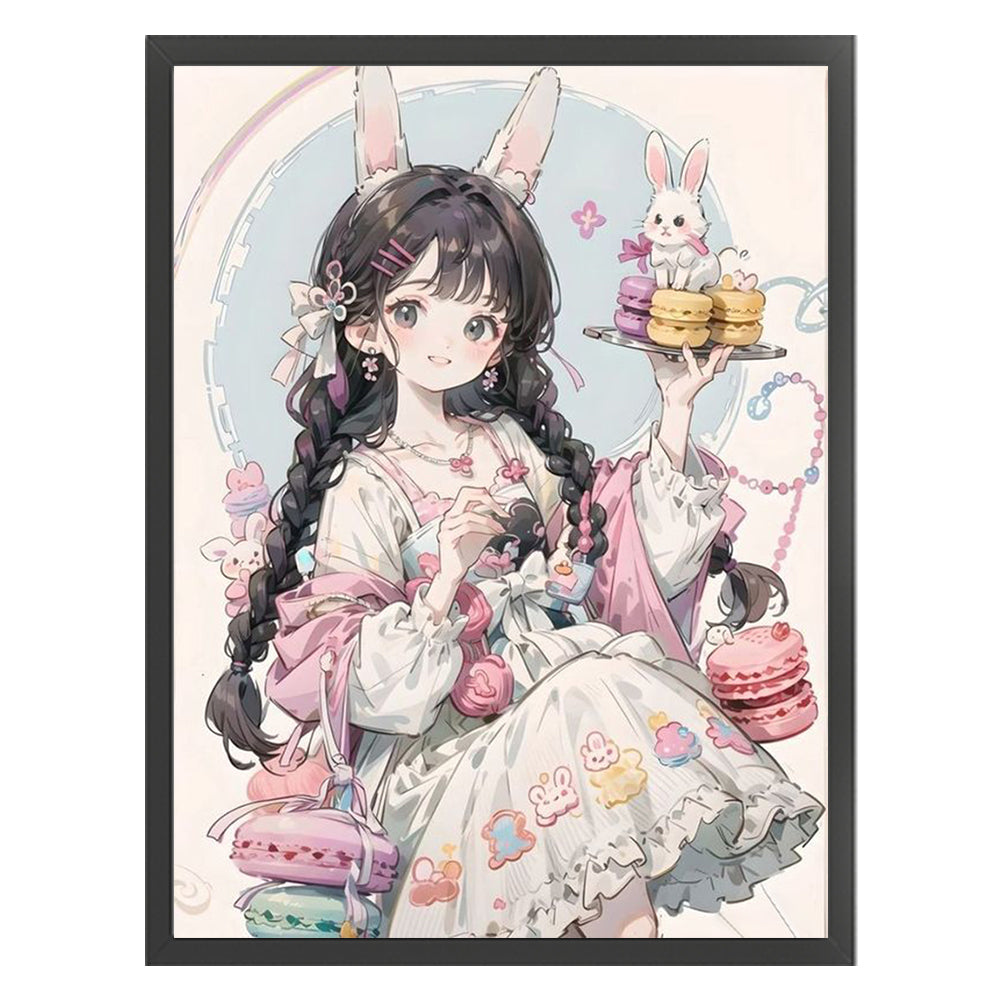 Cartoon Bunny Ears Girl - 11CT Stamped Cross Stitch 40*53CM