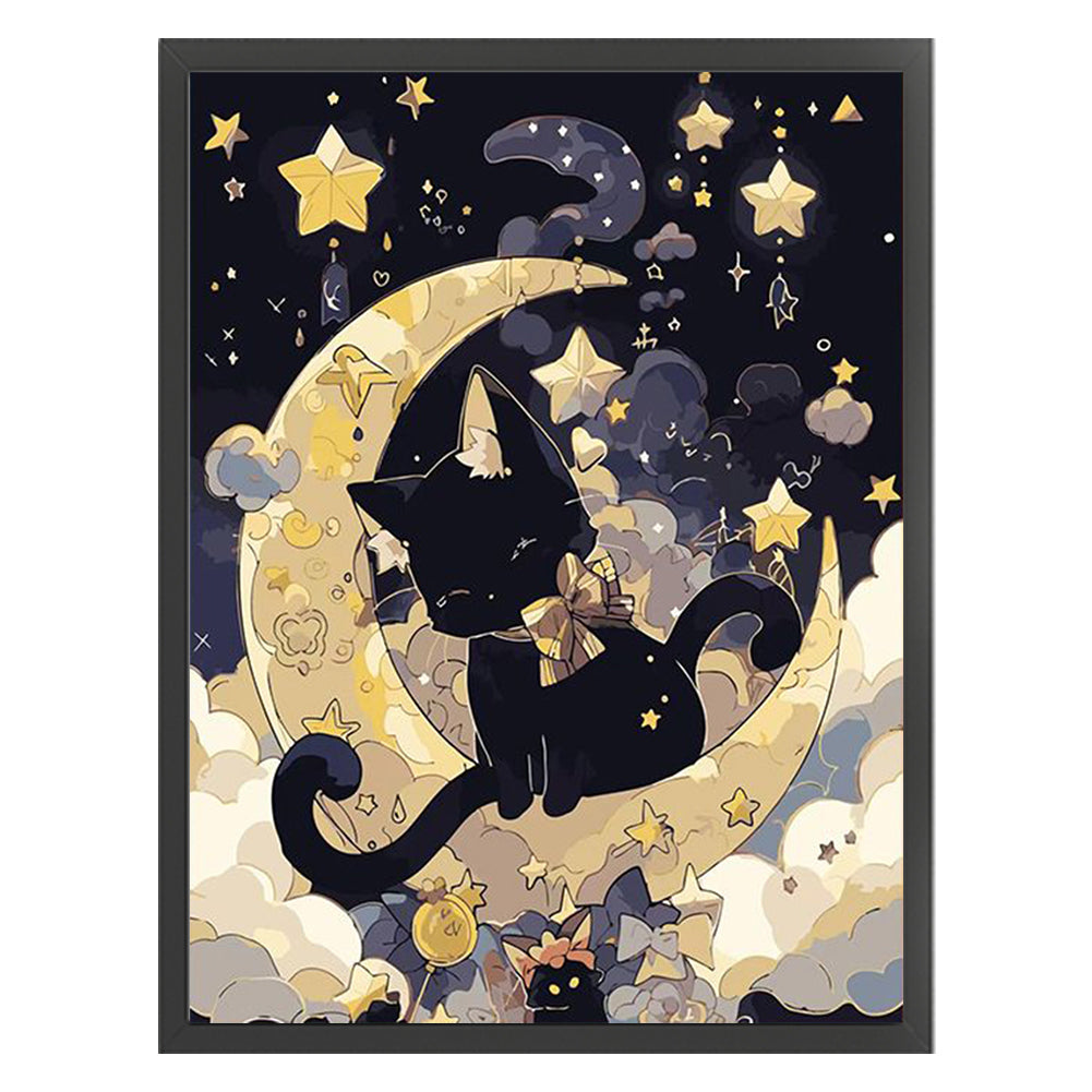 Black Cat On The Moon - 11CT Stamped Cross Stitch 40*53CM