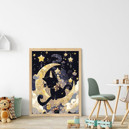 Black Cat On The Moon - 11CT Stamped Cross Stitch 40*53CM