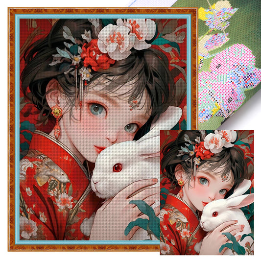 Japanese Kimono Girl - 11CT Stamped Cross Stitch 40*55CM