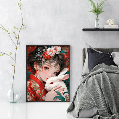 Japanese Kimono Girl - 11CT Stamped Cross Stitch 40*55CM