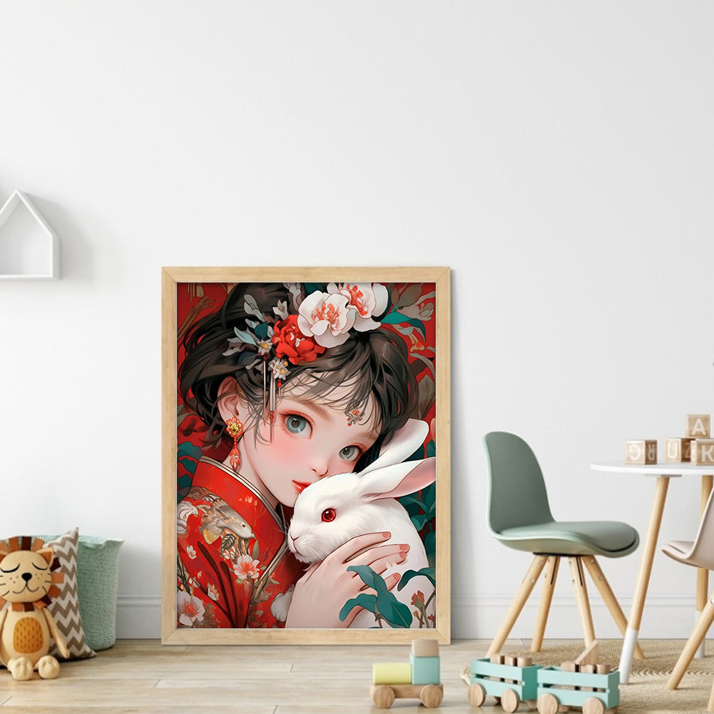 Japanese Kimono Girl - 11CT Stamped Cross Stitch 40*55CM