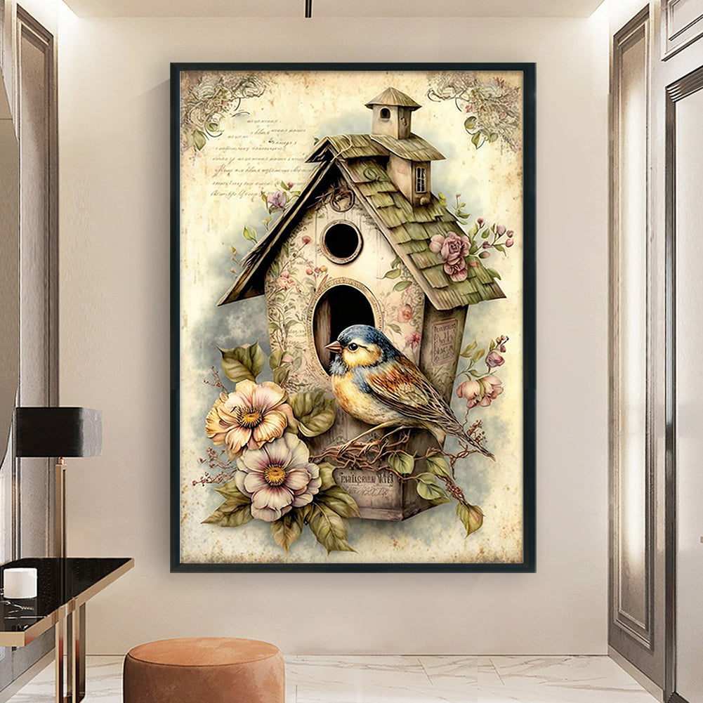 Retro Poster - Bird And Birdcage - 11CT Counted Cross Stitch 40*60CM