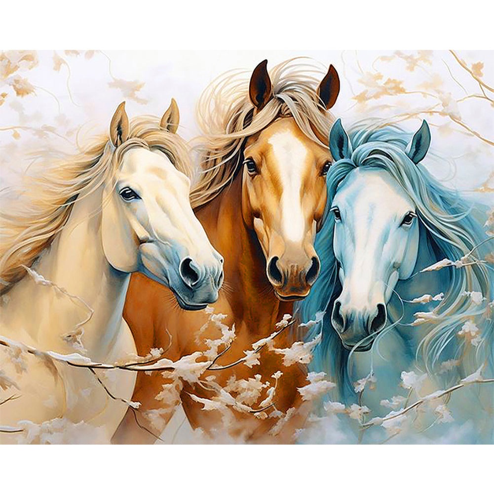 Horse Admiring Flowers - Full Round Drill Diamond Painting 50*40CM