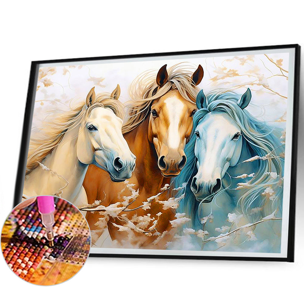 Horse Admiring Flowers - Full Round Drill Diamond Painting 50*40CM