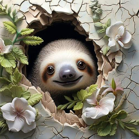 Sloth In Wall - Full Round Drill Diamond Painting 40*40CM