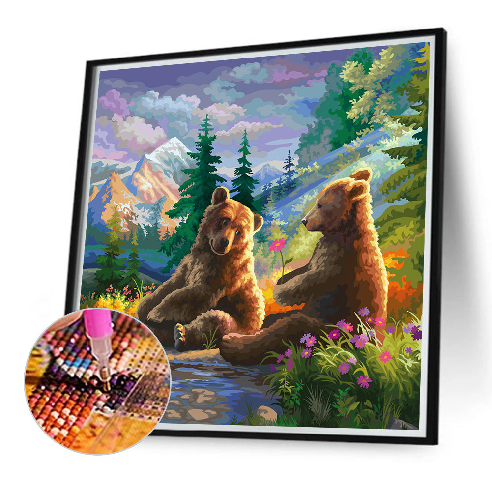 Jungle Bear - Full Round Drill Diamond Painting 40*40CM