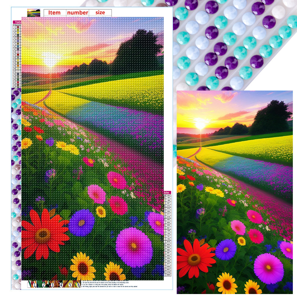Flower Meadow - Full Round Drill Diamond Painting 40*70CM
