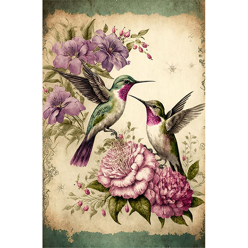 Retro Poster - Flowers And Hummingbirds - 11CT Counted Cross Stitch 40*60CM