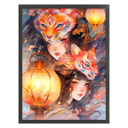 Lantern Girl - 11CT Stamped Cross Stitch 50*65CM