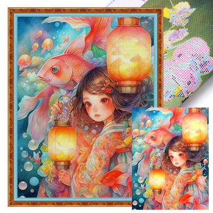 Lantern Girl - 11CT Stamped Cross Stitch 50*65CM