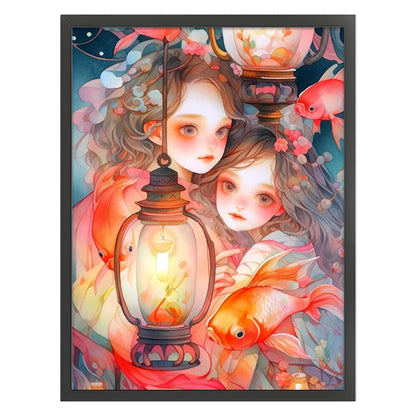 Lantern Girl - 11CT Stamped Cross Stitch 50*65CM