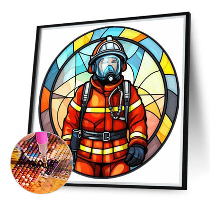 Medallion Firefighter - Full Round Drill Diamond Painting 40*40CM