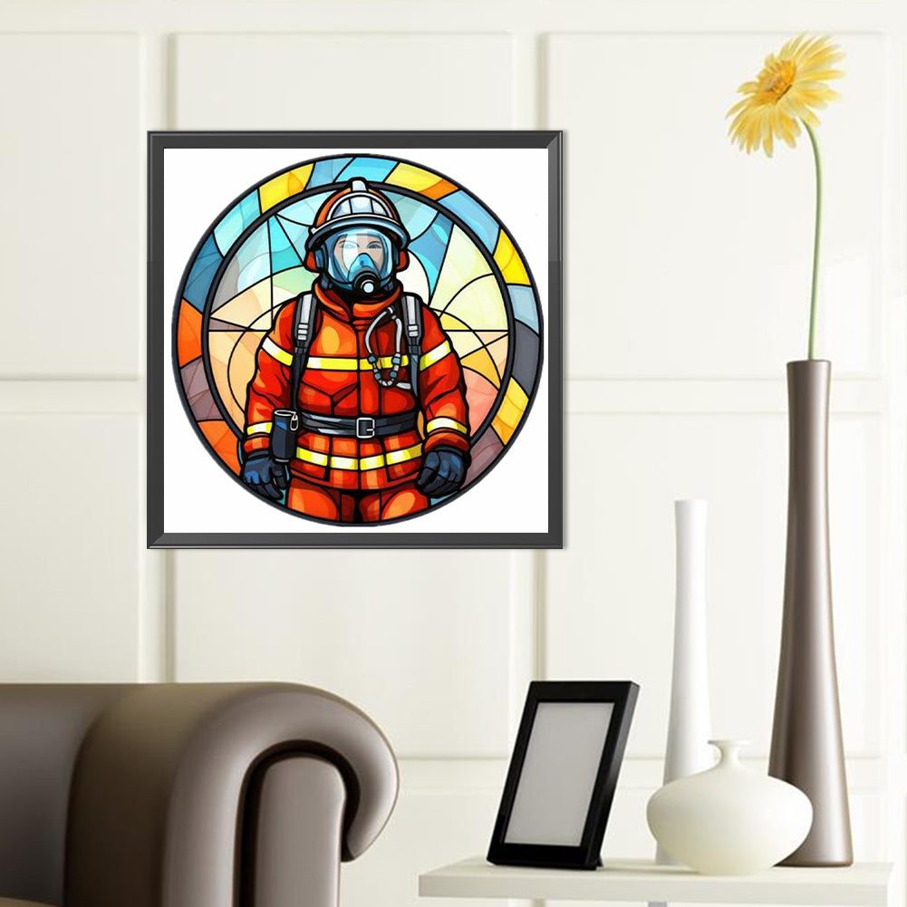 Medallion Firefighter - Full Round Drill Diamond Painting 40*40CM