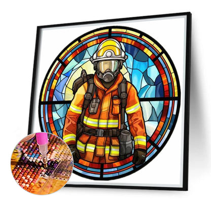 Medallion Firefighter - Full Round Drill Diamond Painting 40*40CM