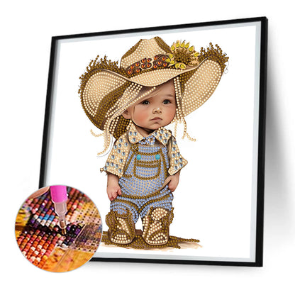 Farm Cowboy Kids - Special Shaped Drill Diamond Painting 30*30CM