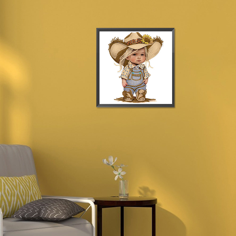 Farm Cowboy Kids - Special Shaped Drill Diamond Painting 30*30CM