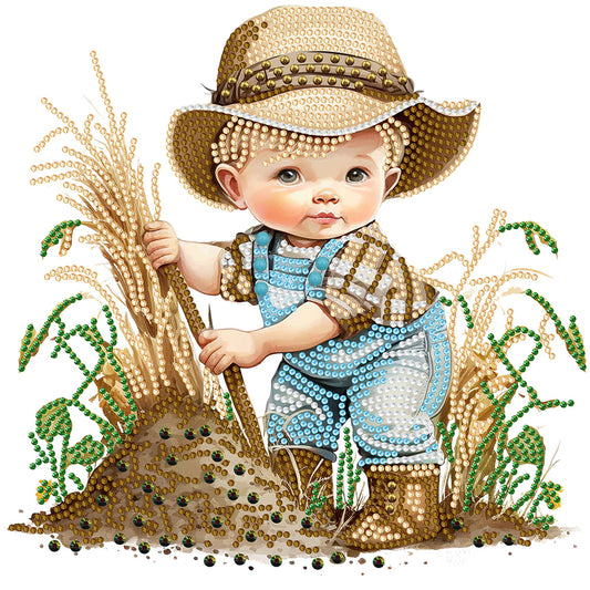 Farm Cowboy Kids - Special Shaped Drill Diamond Painting 30*30CM