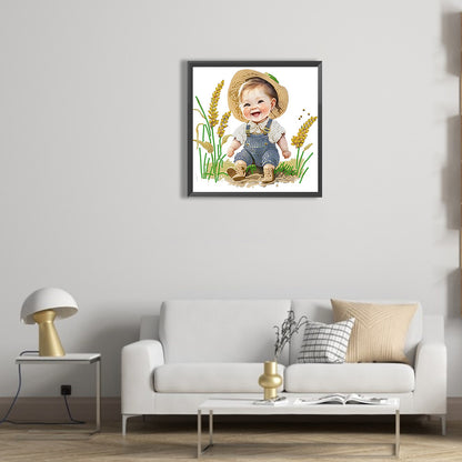 Farm Cowboy Kids - Special Shaped Drill Diamond Painting 30*30CM