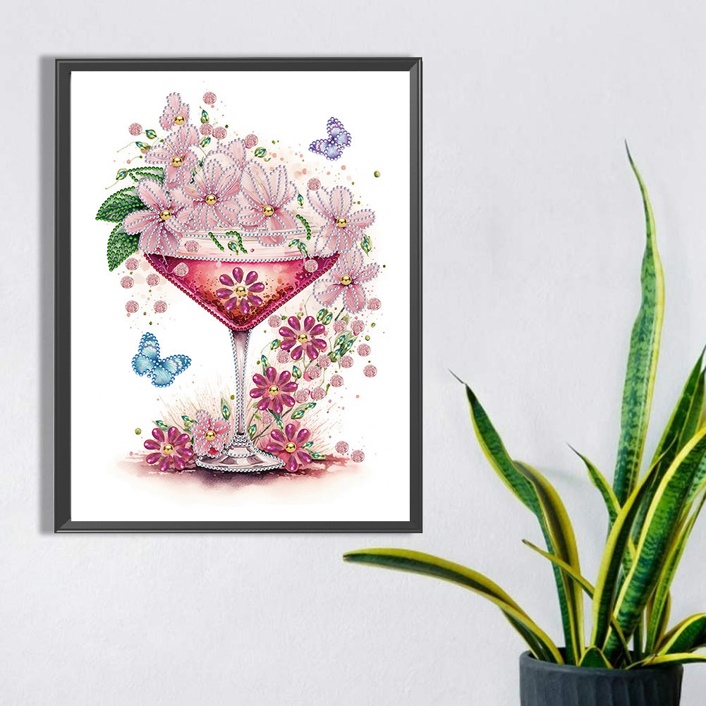 Cup And Flower - Special Shaped Drill Diamond Painting 30*40CM